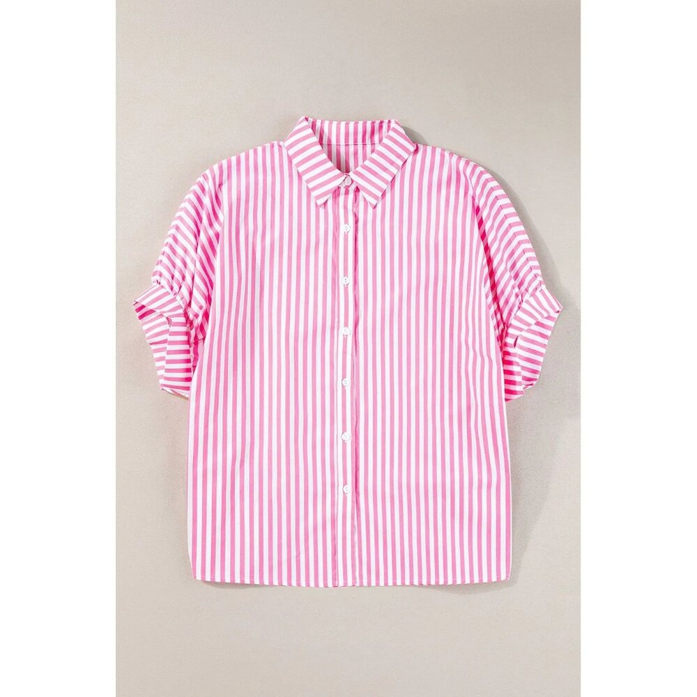 NWT A Walk in the Park Dolman Sleeve Pink|White Striped Dolman Sleeve blouse - Picture 2 of 5
